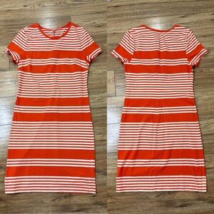 OLD NAVY ORANGE & WHITE HORIZONTAL STRIPE DRESS MEDIUM